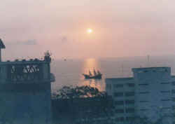 puerto vallarta sunset - marigalante pirate ship from my balcony