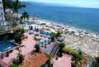 ocean front views of pool, terrace and playa los Muertos beaches