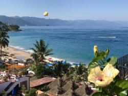 view of Banderas Bay and Los Muertos beach from the condo patio