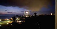 sunset and fireworks over downtown puerto vallarta, Mexico