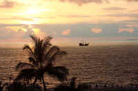 marigalante pirate ship at sunset in puerto vallarta