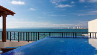 views of rooftop dipping pool and puerto vallarta