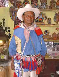 Huichol artist-shaman and his art at Artesanias Watakame 