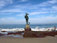 vallarta symbol the seahorse statue on Playa de Los Muertos