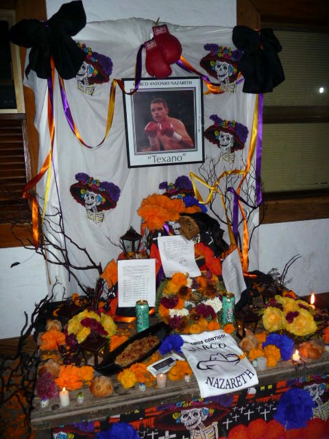 day of dead altar to boxer Marco Antonio Nazareth