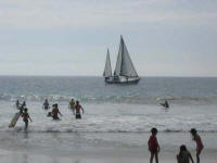 playing in the surf