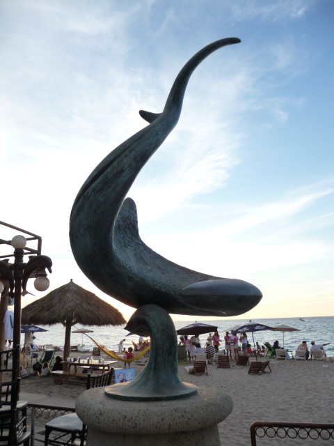 puerto vallarta sights to see Shark statue on los Muertos beach