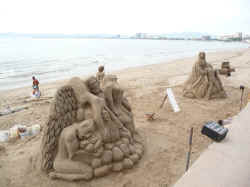 sand sculptures on vallarta malecon boardwalk